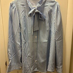 SHEIN Blue Striped Women's Blouse with Bow